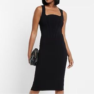 NWT Express Body Contour Corset Midi Sweater Dresss Black Medium